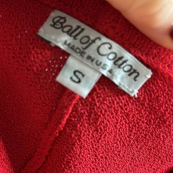 Ball of Cotton Lightweight Sweater Lace Up 3/4 Sleeves Red Size Small - Picture 7 of 7